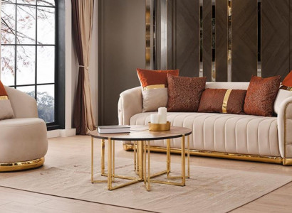 Set 2 tlg Wohnzimmer Sofagarnitur Dreisitzer Sofa Couch Modern Sessel Textil